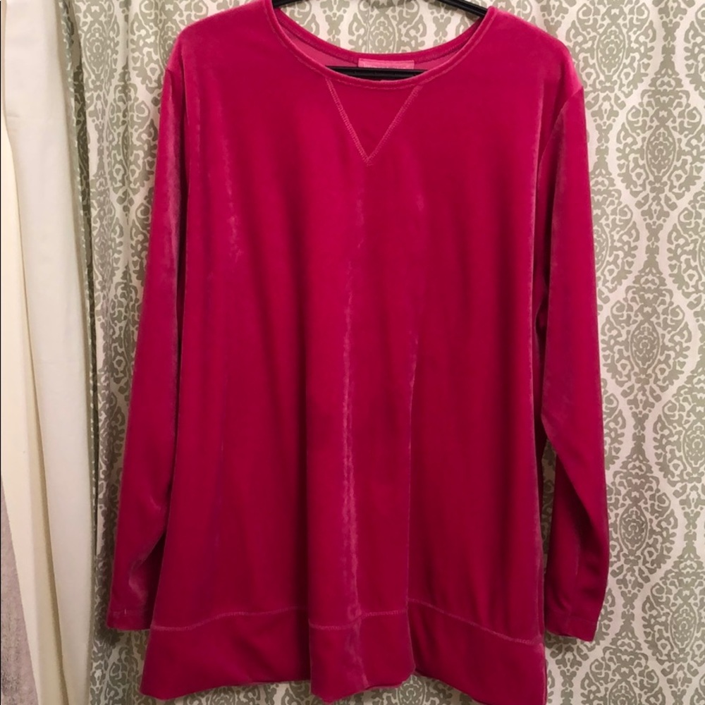 Hot pink vintage velour sweater